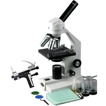 110V Tungsten Illumination Abbe Condenser Coarse and Fine Focus 40x-2500x Magnification Brightfield AmScope M500C-PS50-WM-E Digital Monocular Compound Microscope WF10x and WF25x Eyepieces Plain Stage Includes 0.3MP Camera and Sof Anti-Mold Optics